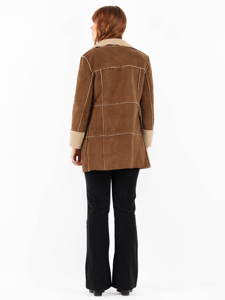 Vintage 00's Women Faux Sheepskin Coat in BrownV9838
