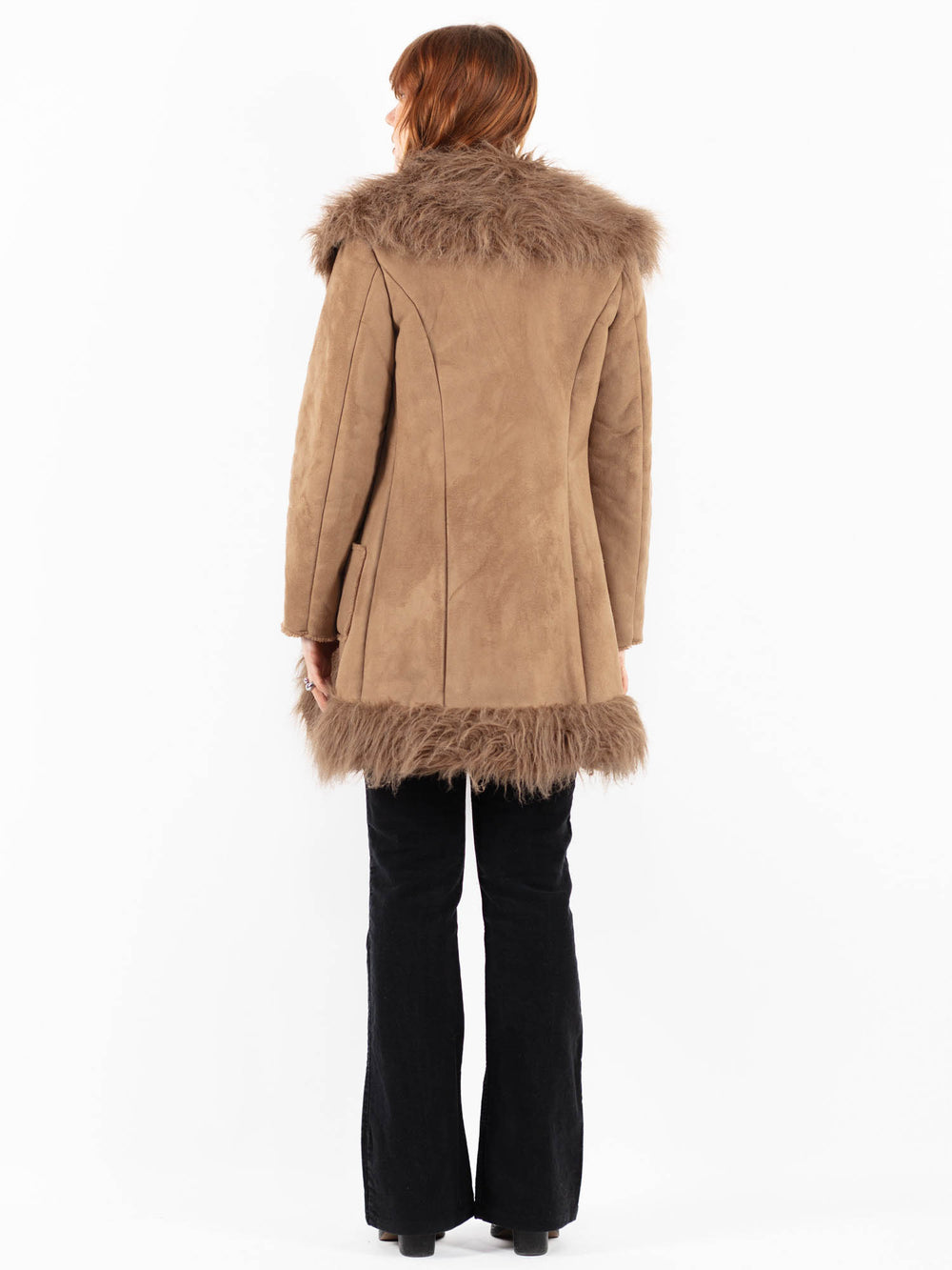Vintage 00's Women Faux Sheepskin Coat in BeigeV9839