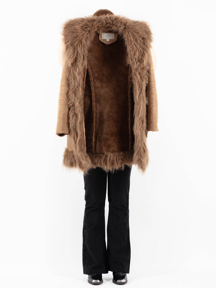 Vintage 00's Women Faux Sheepskin Coat in BeigeV9839