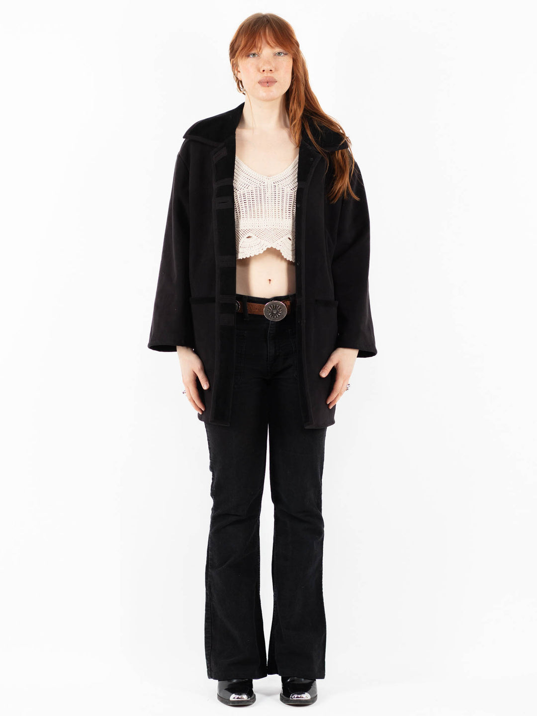 Vintage 00's Women Faux Sheepskin Coat in BlackV9840