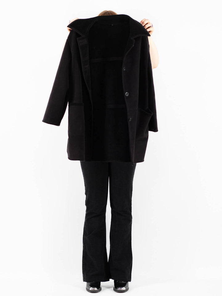 Vintage 00's Women Faux Sheepskin Coat in BlackV9840
