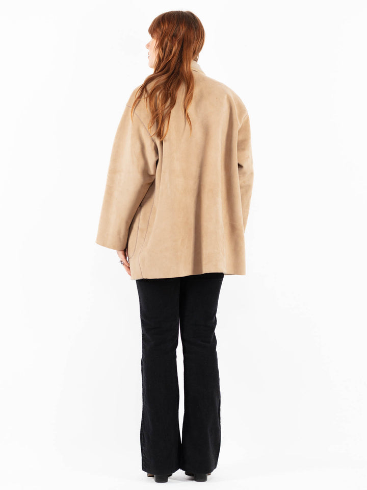 Vintage 00's Women Faux Sheepskin Coat in BeigeV9841