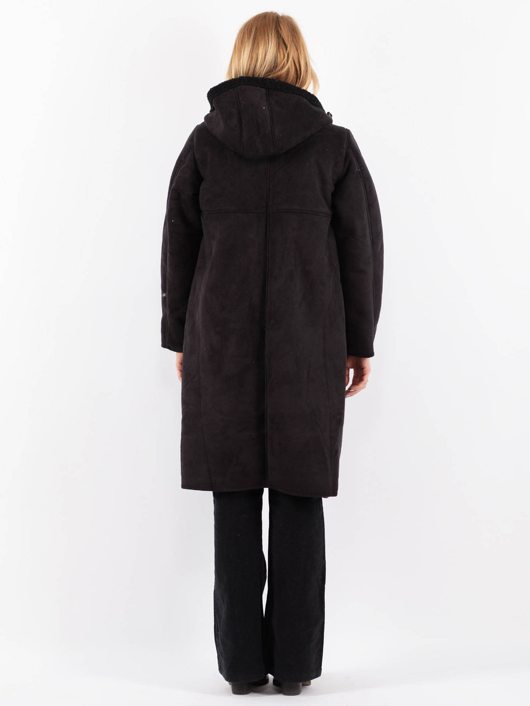 Vintage 00's Women Faux Sheepskin Coat in BlackV9704