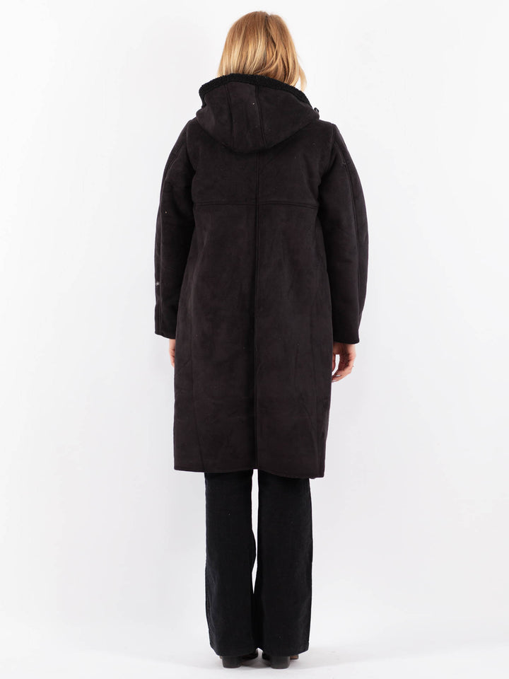 Vintage 00's Women Faux Sheepskin Coat in BlackV9704