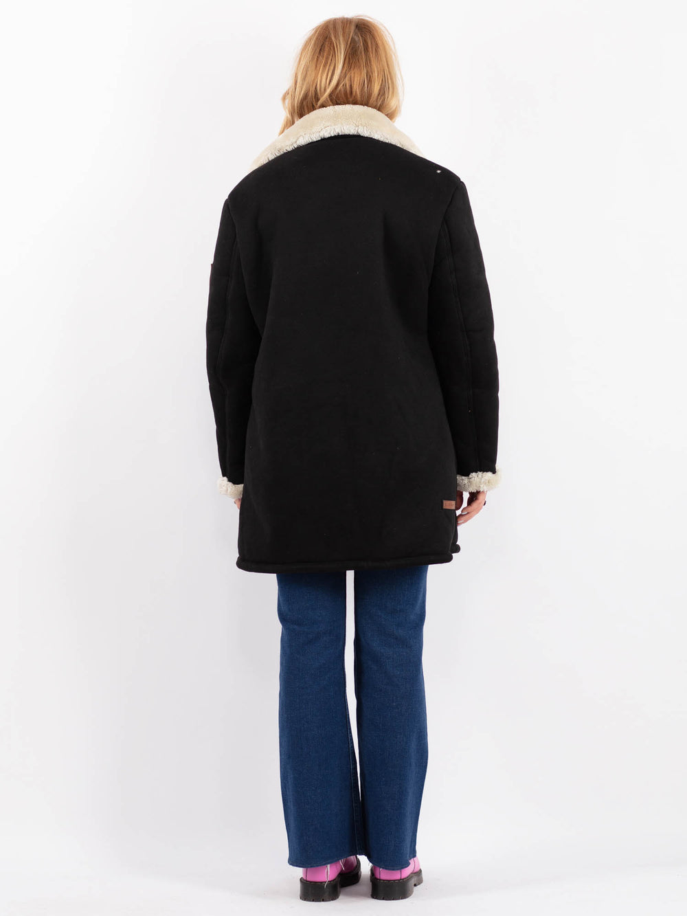 Vintage 00's Women Faux Sheepskin Coat in BlackV9613