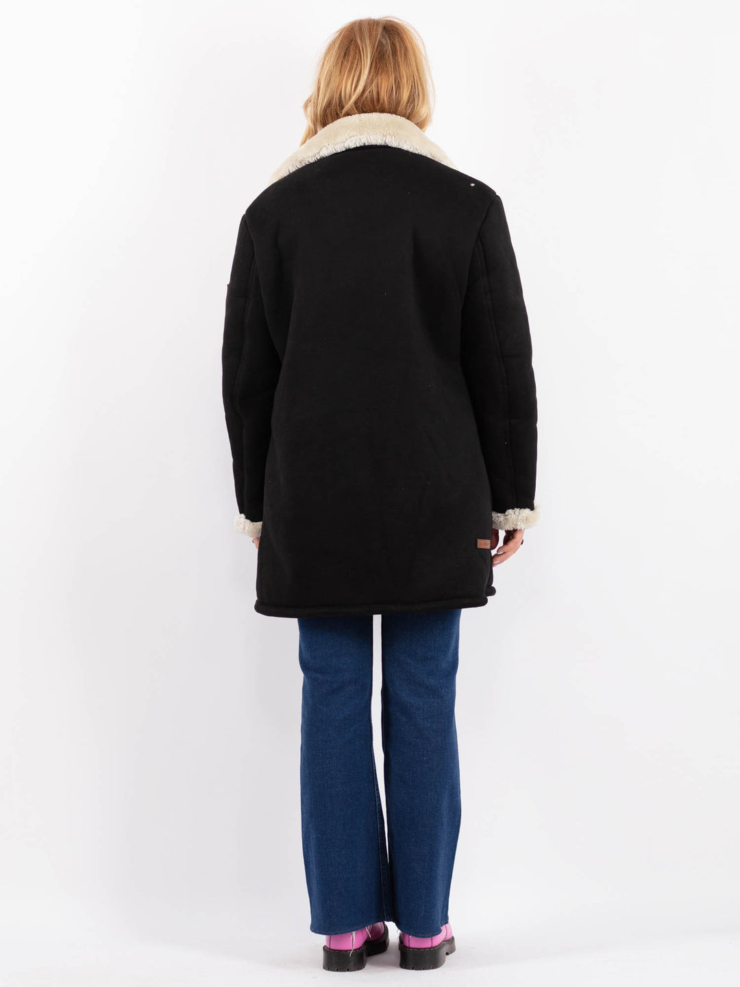 Vintage 00's Women Faux Sheepskin Coat in BlackV9613
