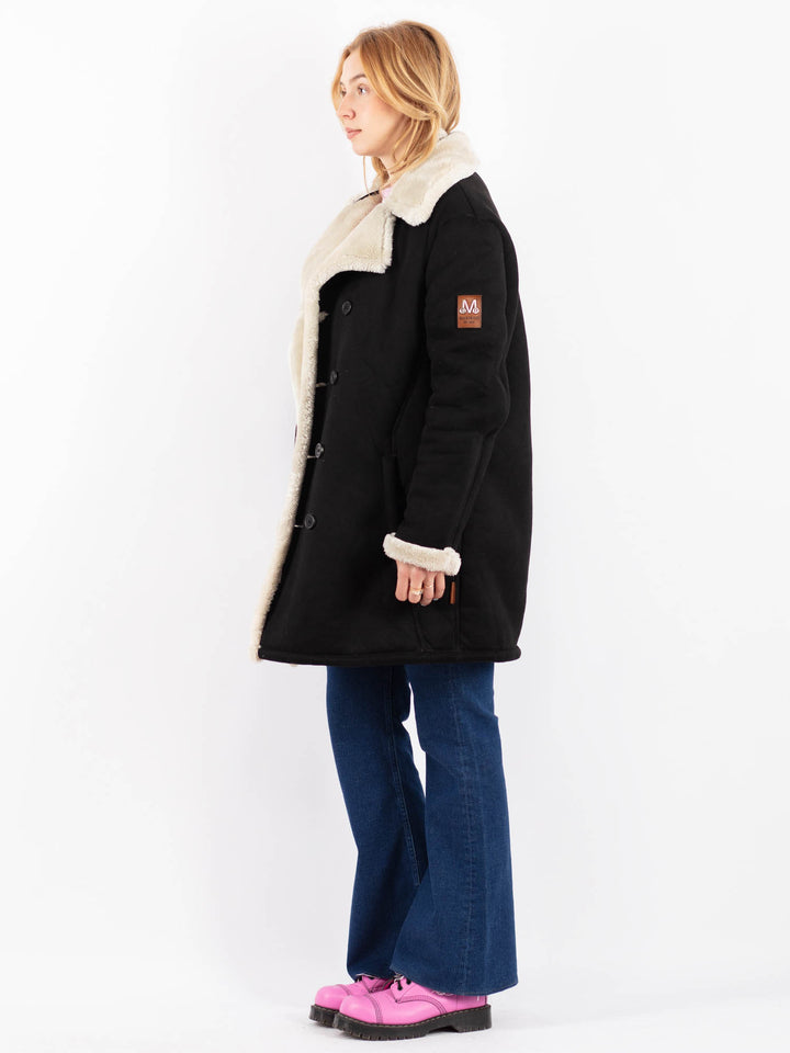 Vintage 00's Women Faux Sheepskin Coat in BlackV9613