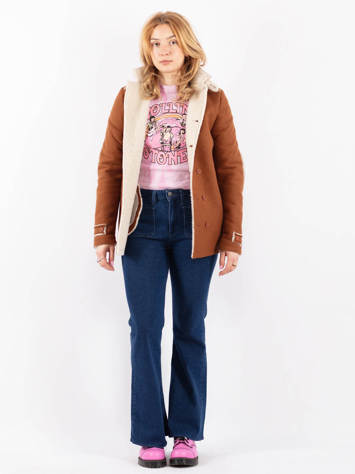 Vintage 00's Women Faux Sheepskin Jacket in BrownV9614