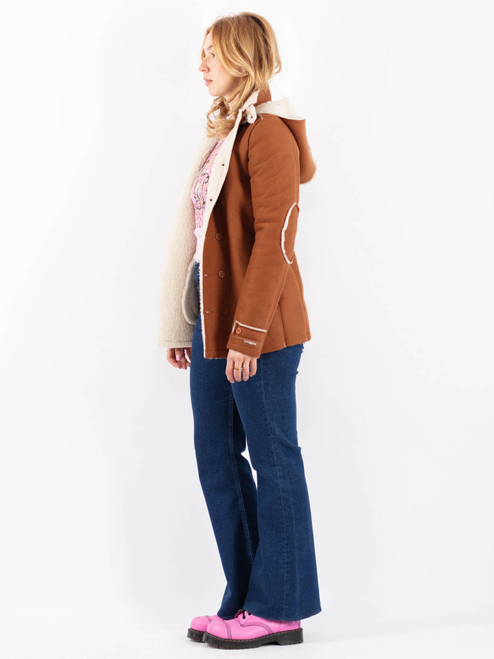 Vintage 00's Women Faux Sheepskin Jacket in BrownV9614