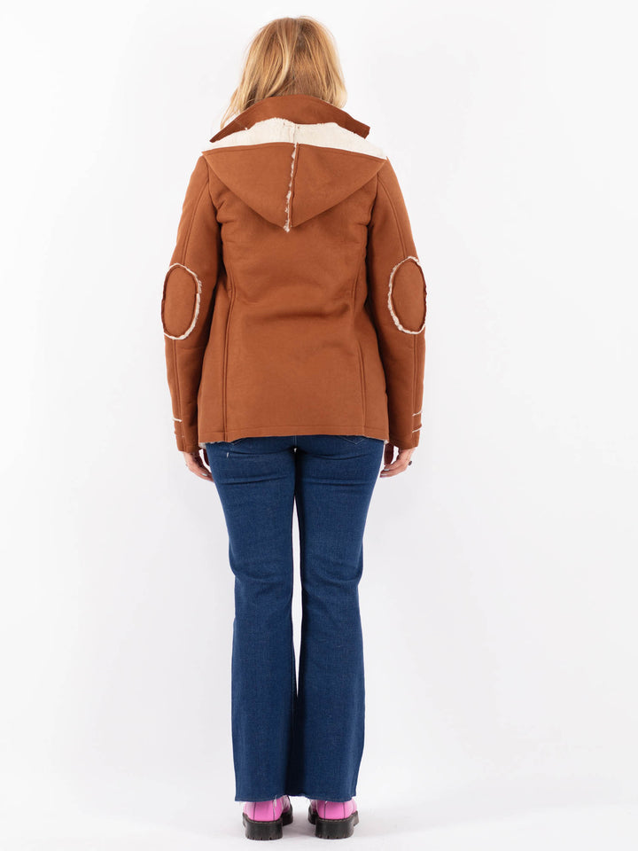 Vintage 00's Women Faux Sheepskin Jacket in BrownV9614