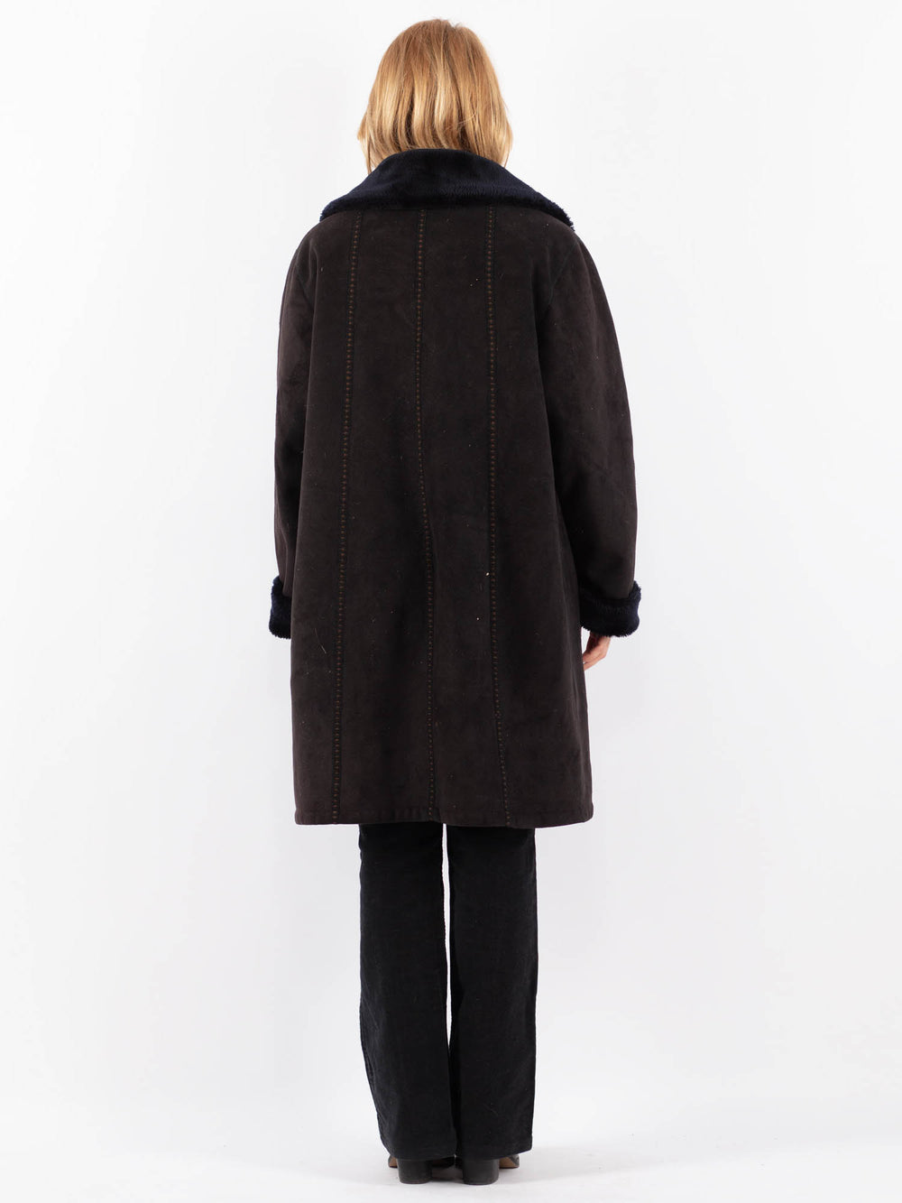 Vintage 00's Women Faux Sheepskin Coat in BlackV9722