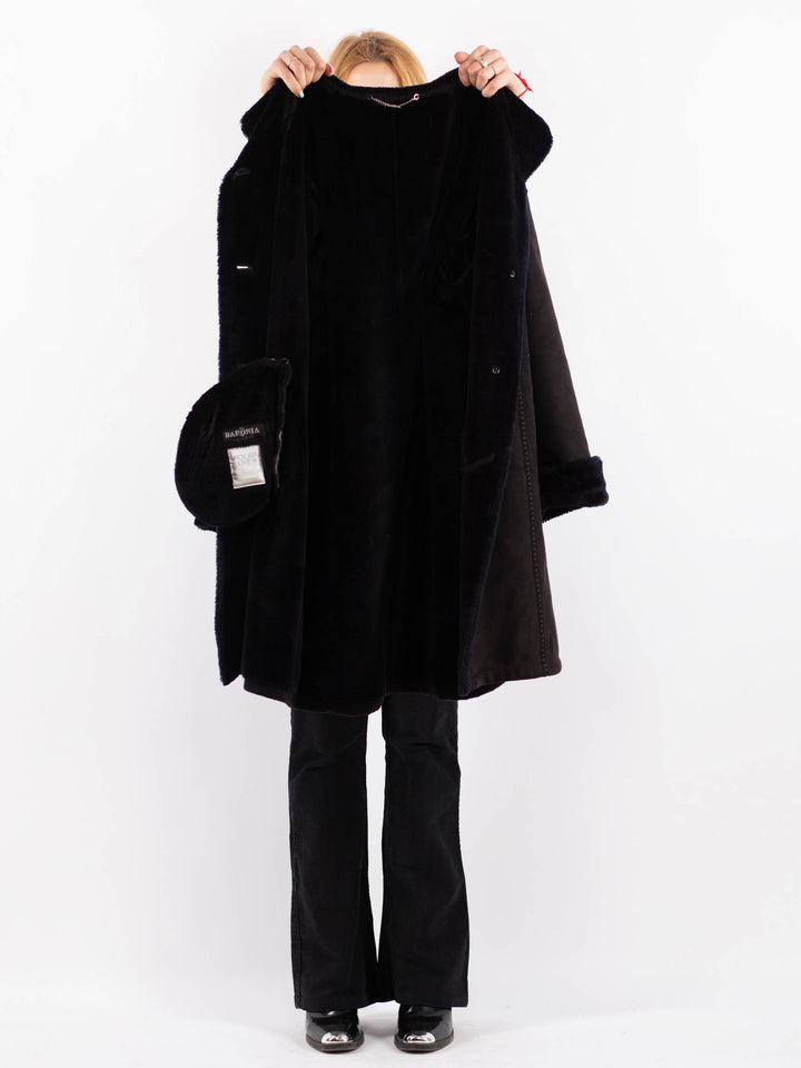 Vintage 00's Women Faux Sheepskin Coat in BlackV9722