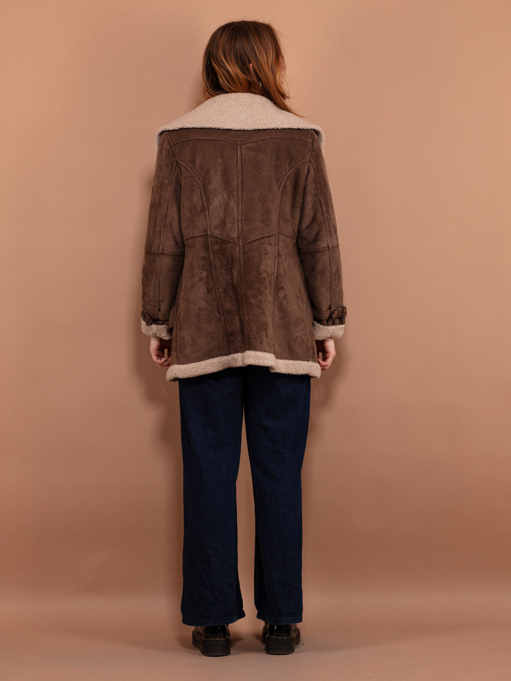 Vintage 00's Women Faux Sheepskin Jacket in Brown - NorthernGrip