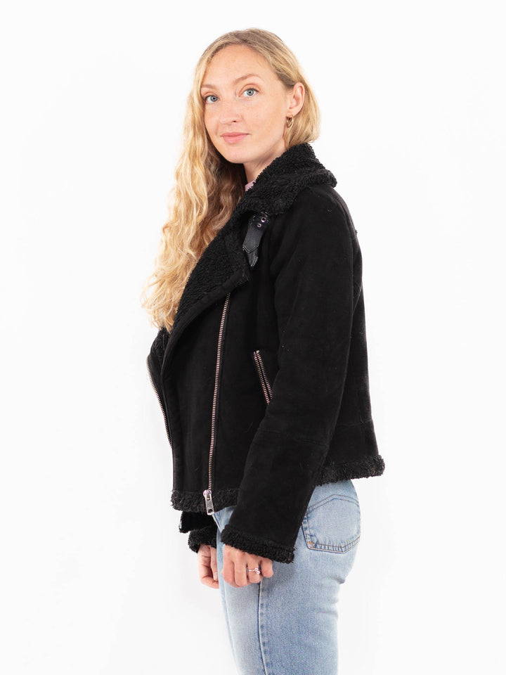Vintage 00's Women Faux Sheepskin Jacket in BlackA0503