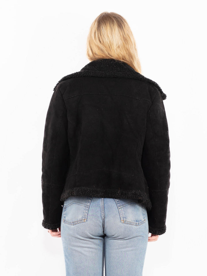 Vintage 00's Women Faux Sheepskin Jacket in BlackA0503