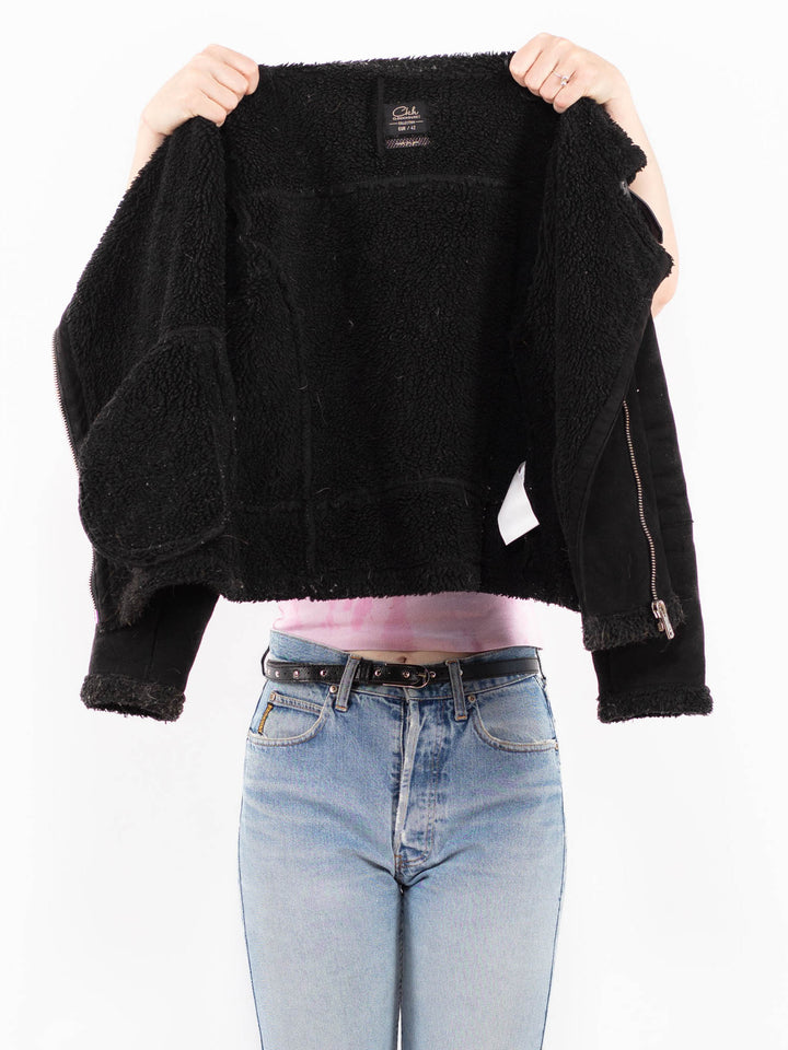 Vintage 00's Women Faux Sheepskin Jacket in BlackA0503