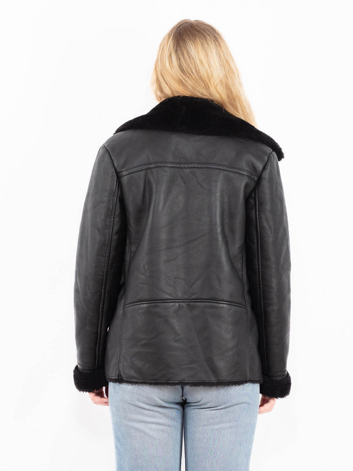 Vintage 00's Women Faux Sheepskin Jacket in BlackA0513