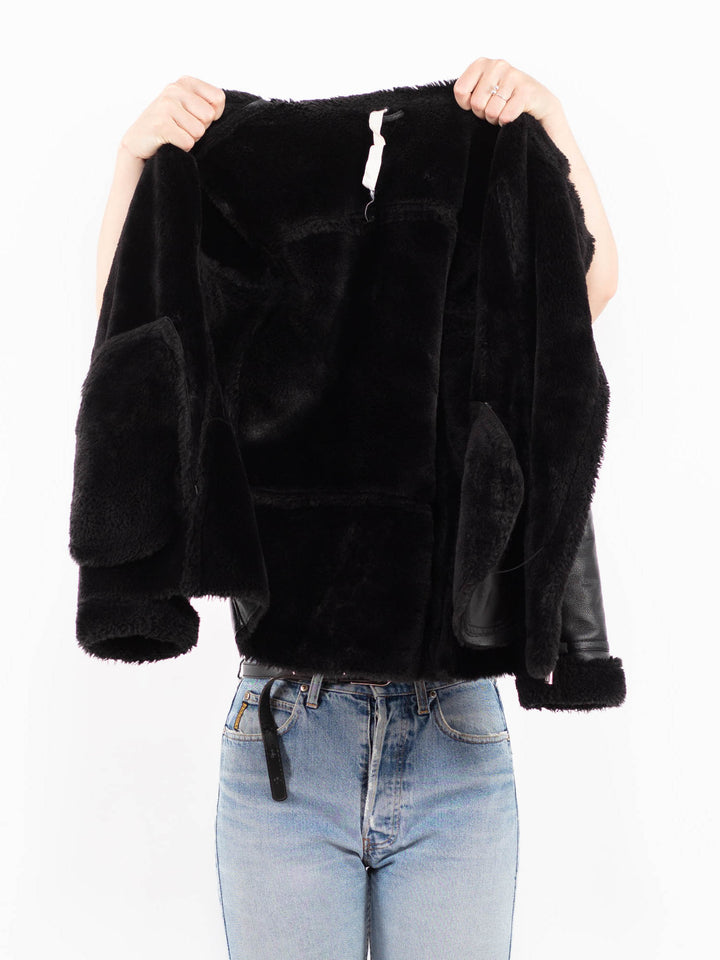 Vintage 00's Women Faux Sheepskin Jacket in BlackA0513