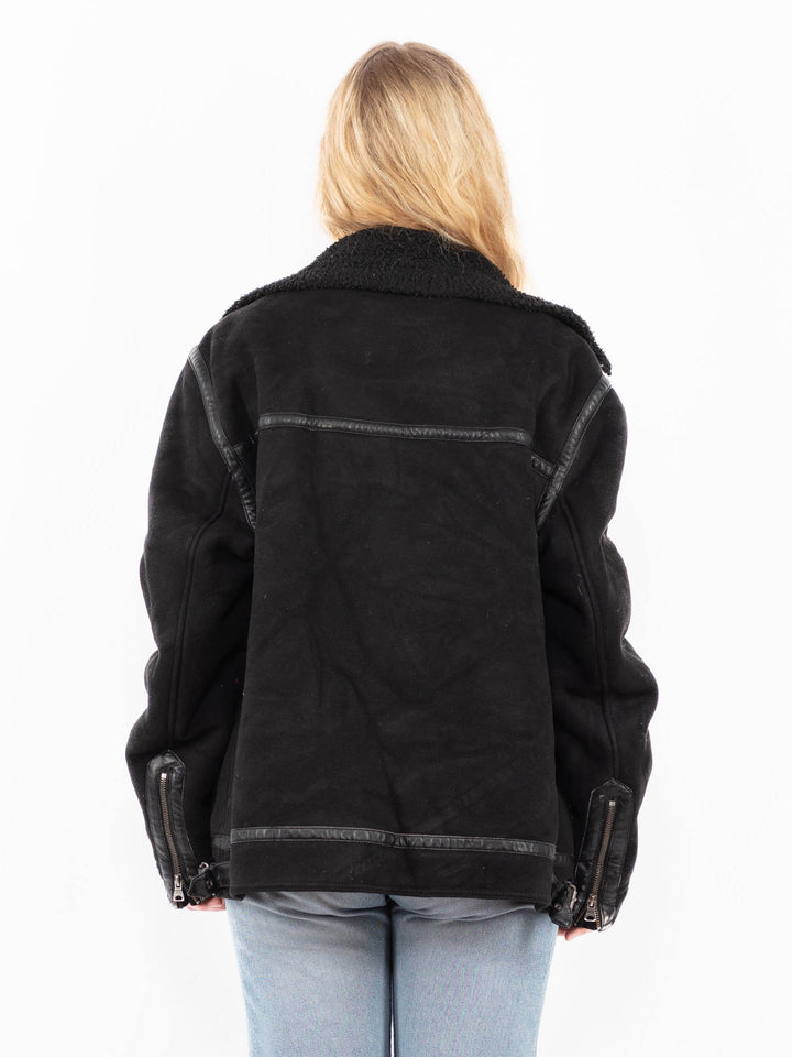 Vintage 00's Women Faux Sheepskin Jacket in BlackA0517