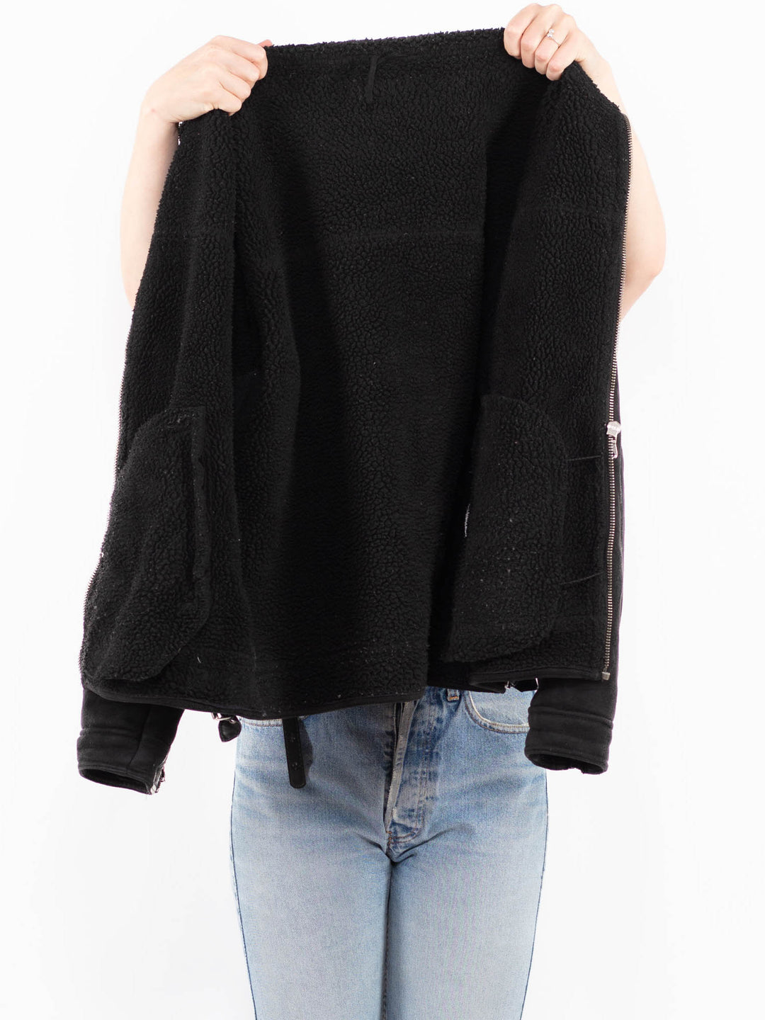 Vintage 00's Women Faux Sheepskin Jacket in BlackA0517