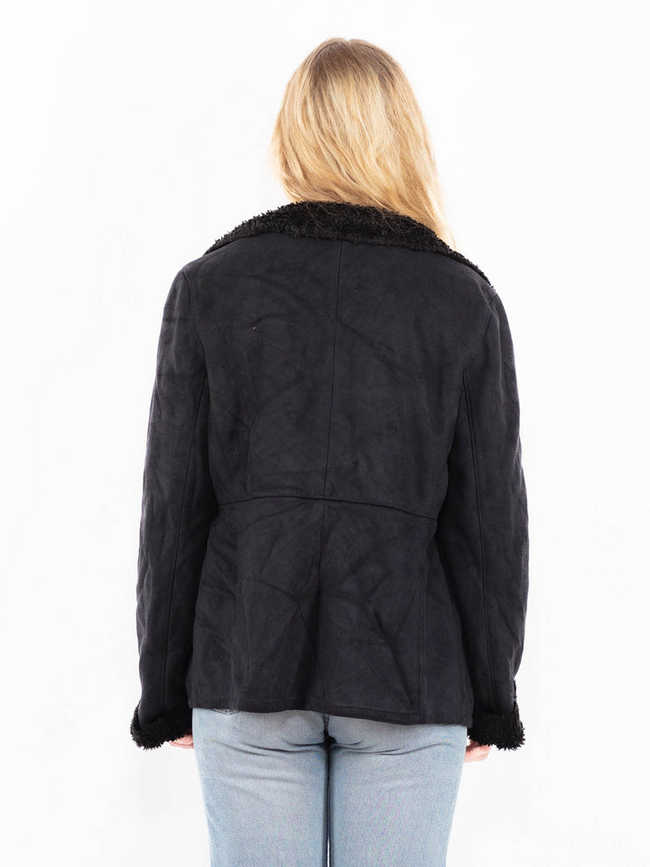 Vintage 00's Women Faux Sheepskin Jacket in BlackA0519