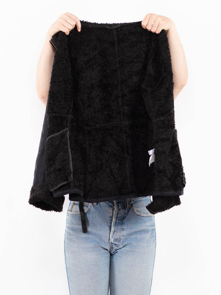 Vintage 00's Women Faux Sheepskin Jacket in BlackA0519