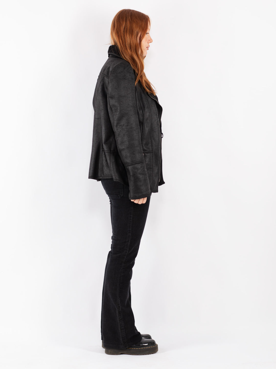 Vintage 00's Women Faux Sheepskin Jacket in Black