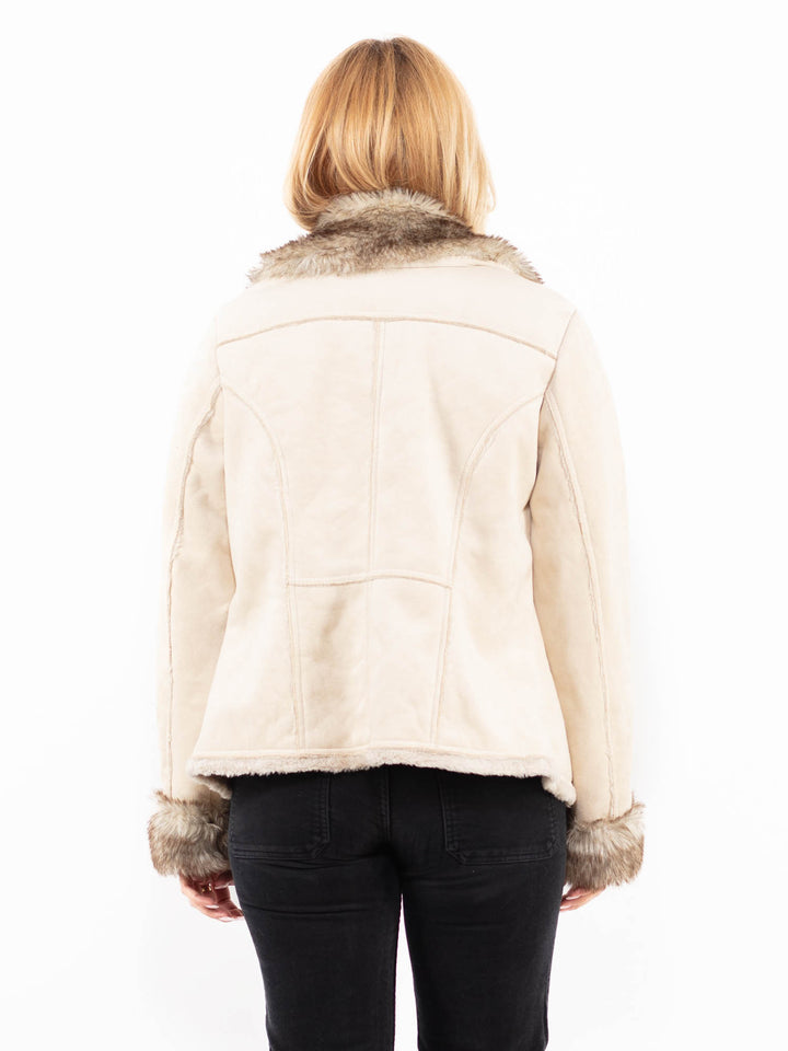 Vintage 00's Women Faux Sheepskin Jacket in BeigeA0200