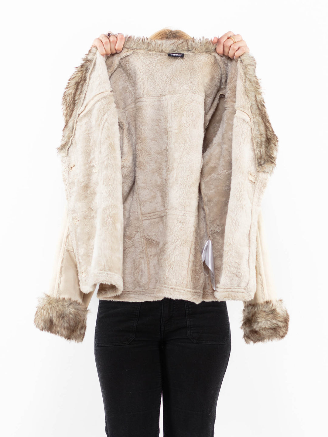 Vintage 00's Women Faux Sheepskin Jacket in BeigeA0200