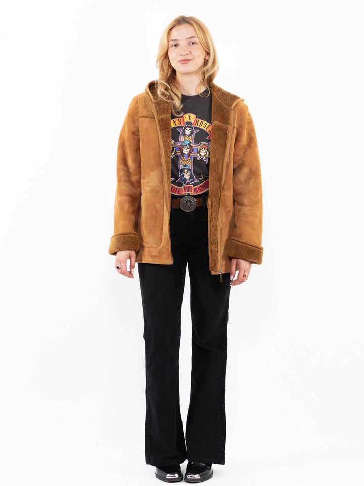 Vintage 00's Women Faux Sheepskin Jacket in BrownA0204