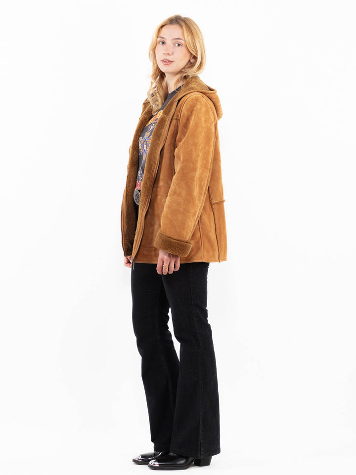 Vintage 00's Women Faux Sheepskin Jacket in BrownA0204