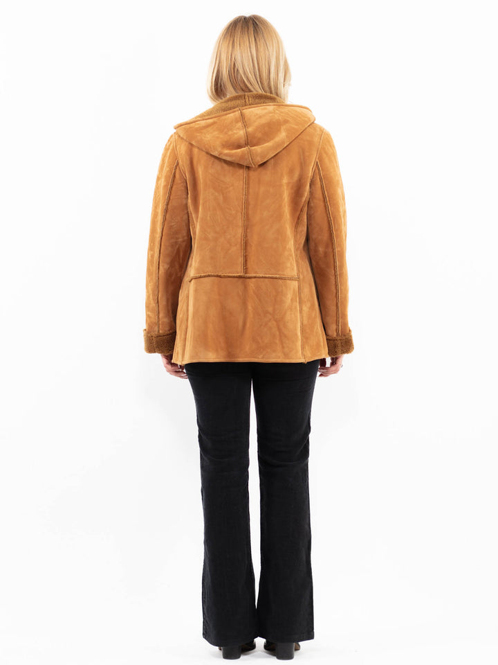 Vintage 00's Women Faux Sheepskin Jacket in BrownA0204