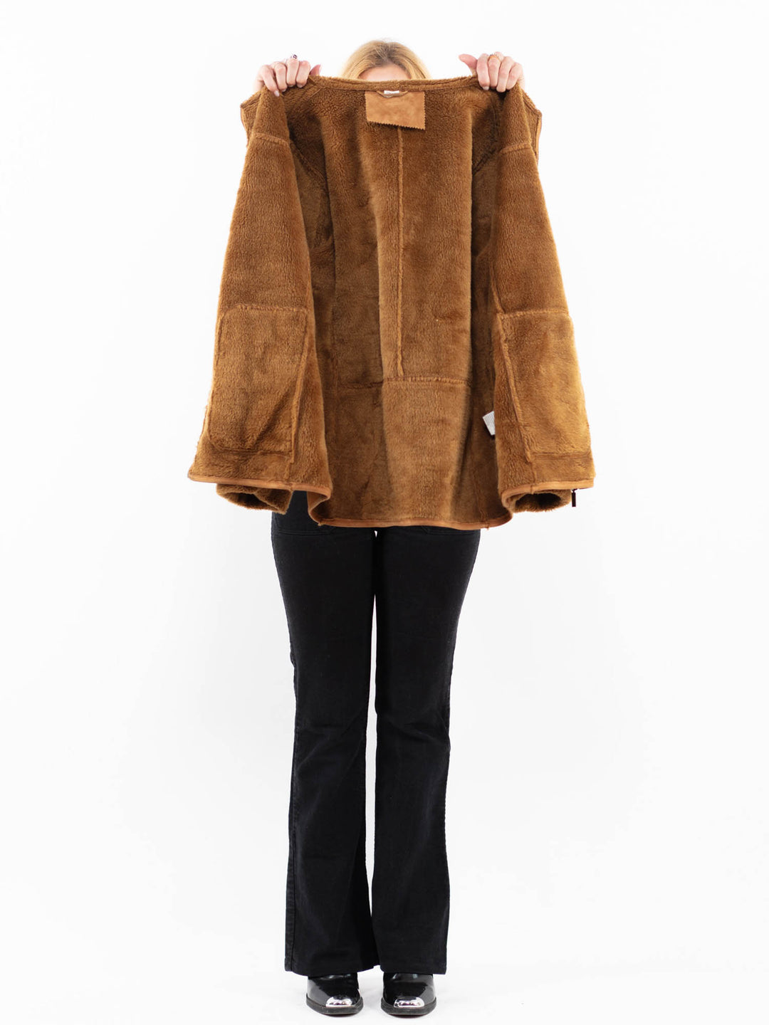 Vintage 00's Women Faux Sheepskin Jacket in BrownA0204