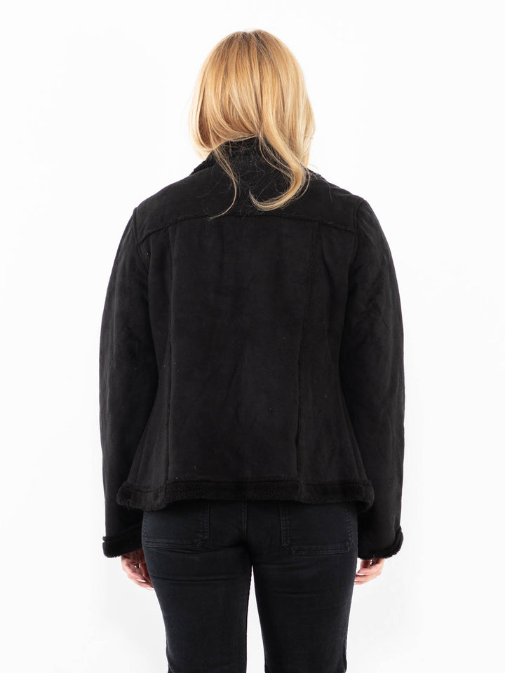 Vintage 00's Women Faux Sheepskin Jacket in BlackA0207