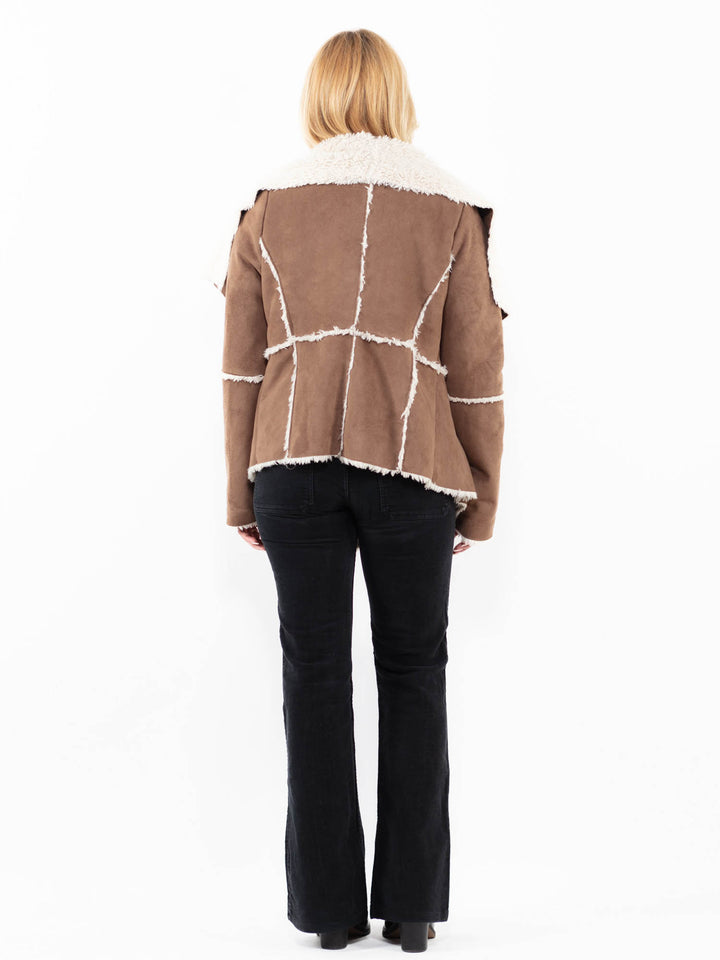 Vintage 00's Women Faux Sheepskin Jacket in BeigeA0211