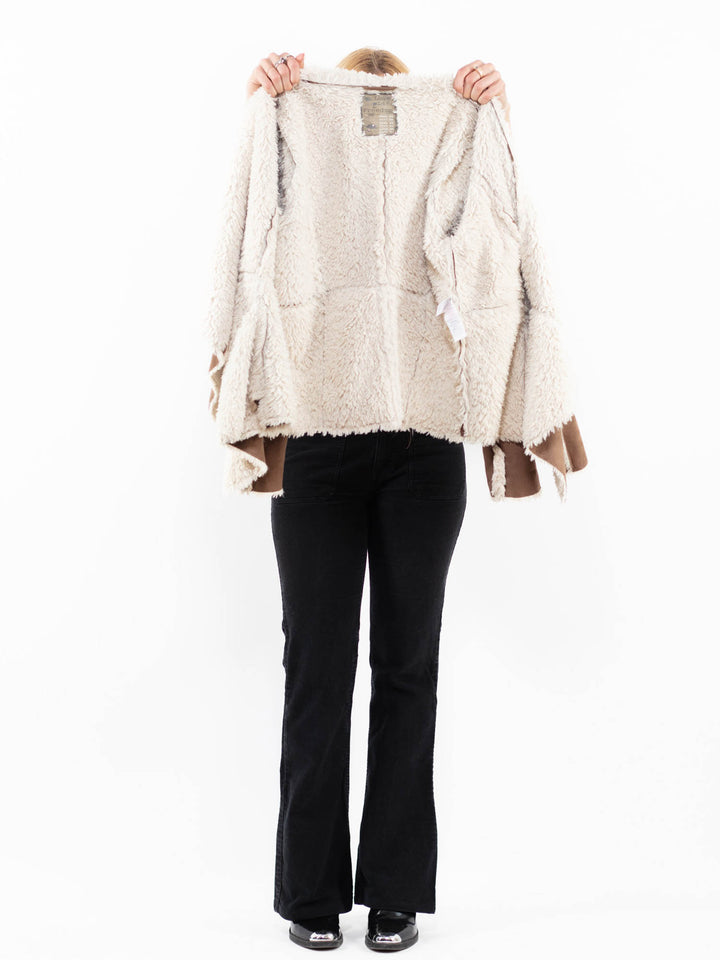 Vintage 00's Women Faux Sheepskin Jacket in BeigeA0211