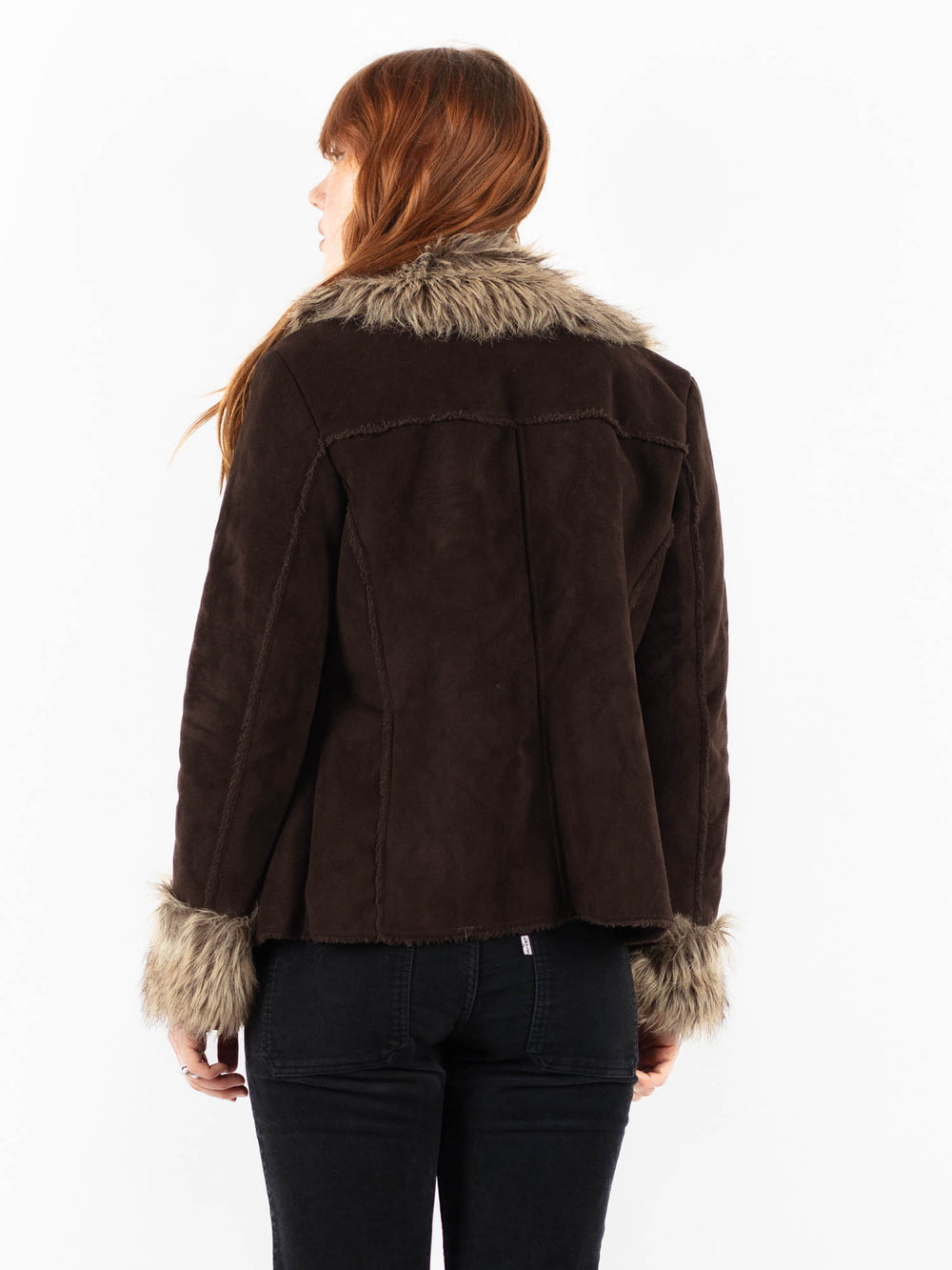 Vintage 00's Women Faux Sheepskin Jacket in BrownV9828