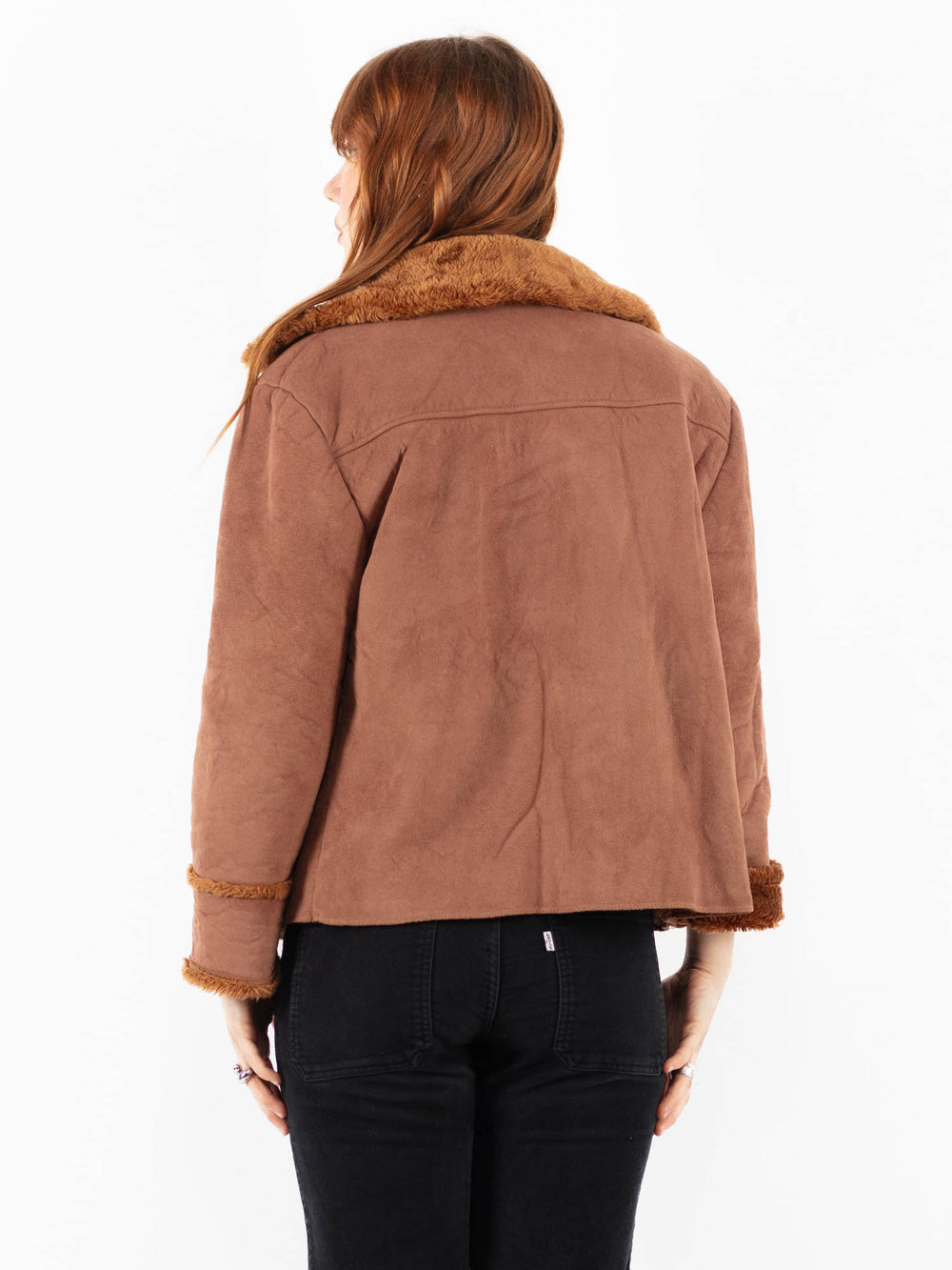 Vintage 00's Women Faux Sheepskin Jacket in BrownV9829