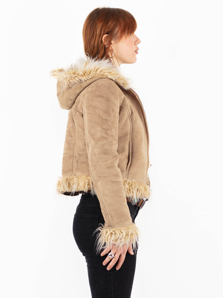 Vintage 00's Women Faux Sheepskin in BeigeV9830