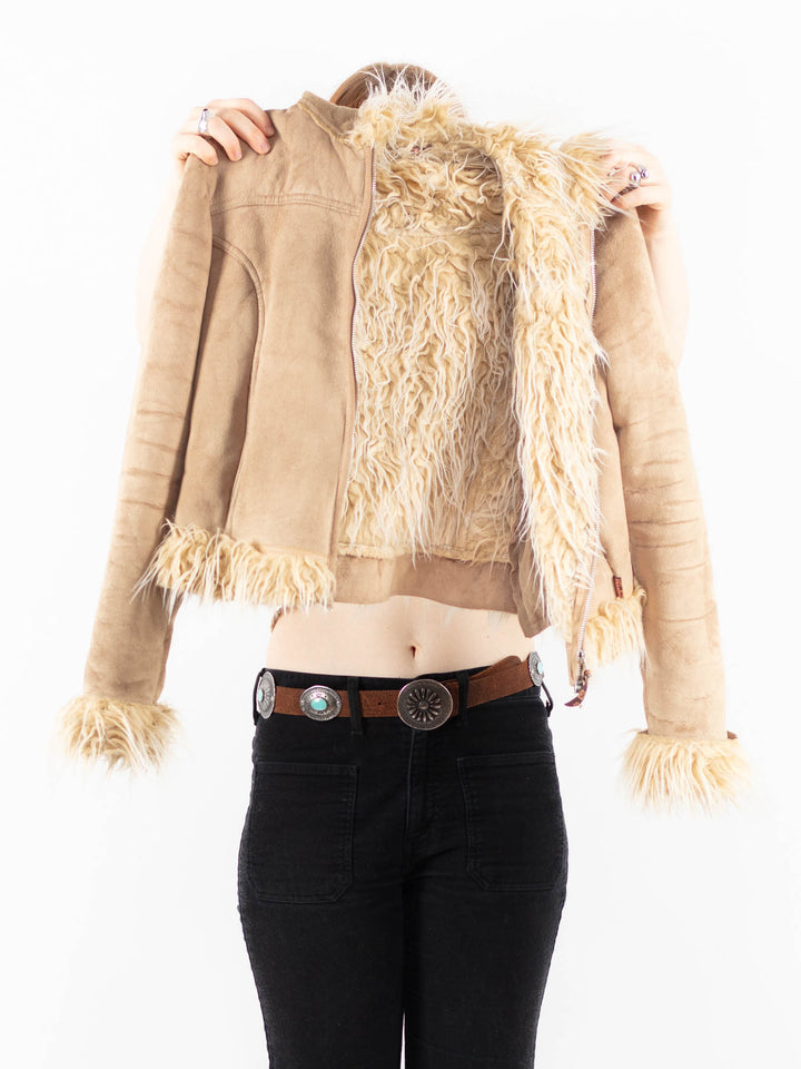 Vintage 00's Women Faux Sheepskin in BeigeV9830