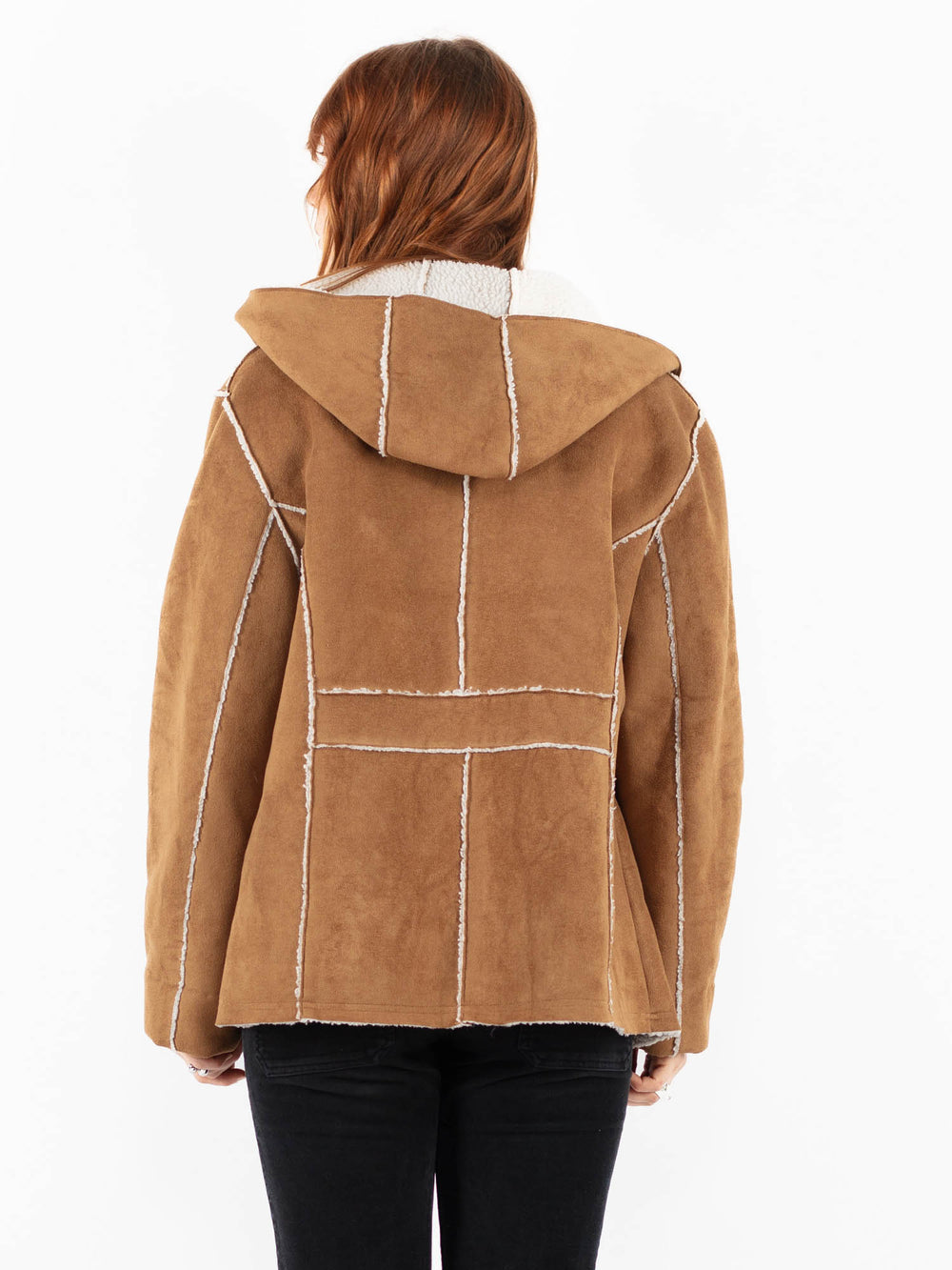 Vintage 00's Women Faux Sheepskin Jacket in BrownV9836