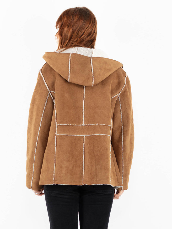 Vintage 00's Women Faux Sheepskin Jacket in BrownV9836