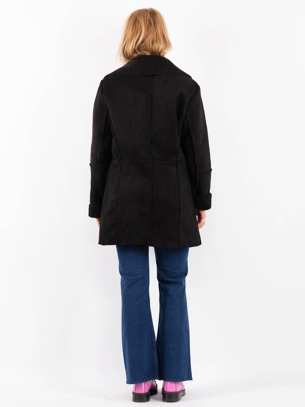 Vintage 00's Women Faux Sheepskin Coat in BlackV9605
