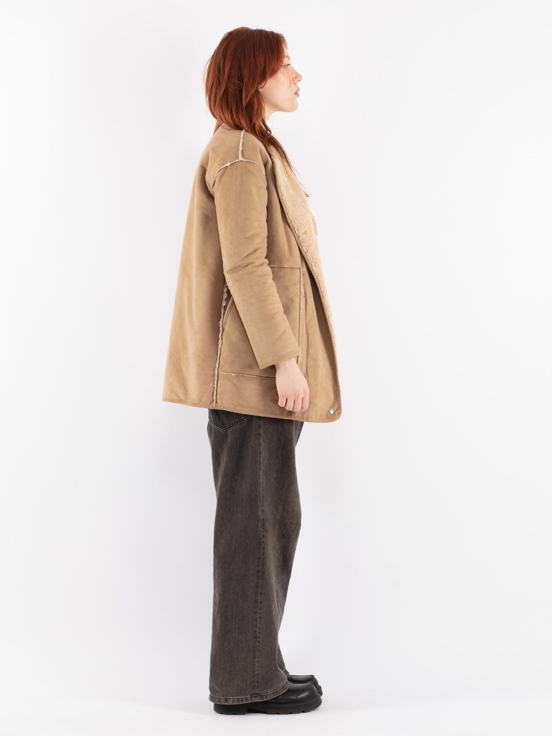 Vintage 00's Women Faux Sheepskin Jacket in BeigeV8536