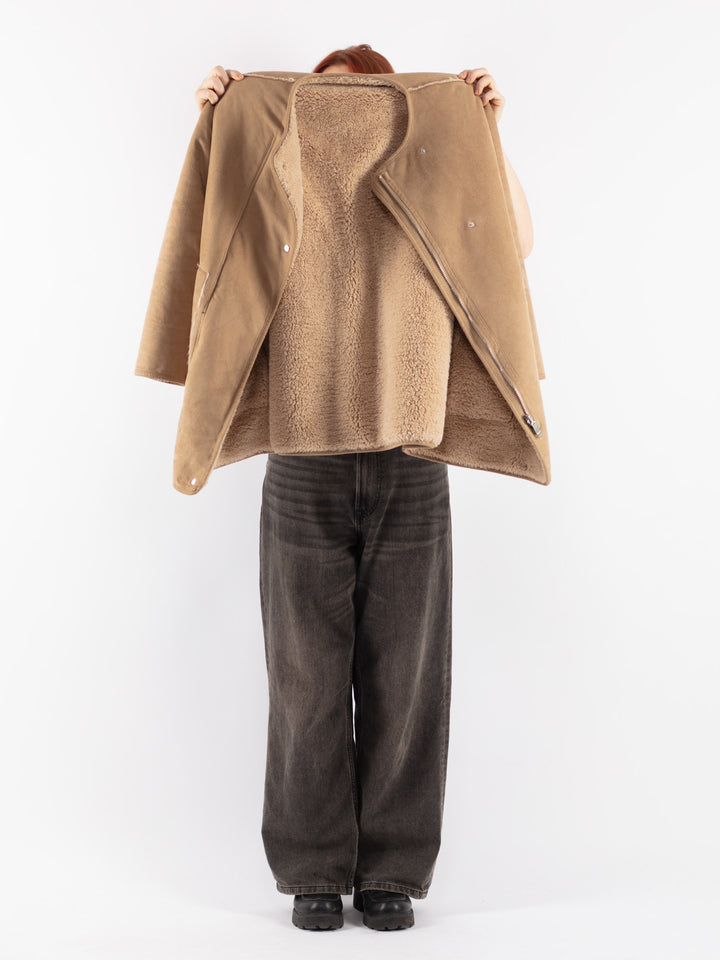 Vintage 00's Women Faux Sheepskin Jacket in BeigeV8536