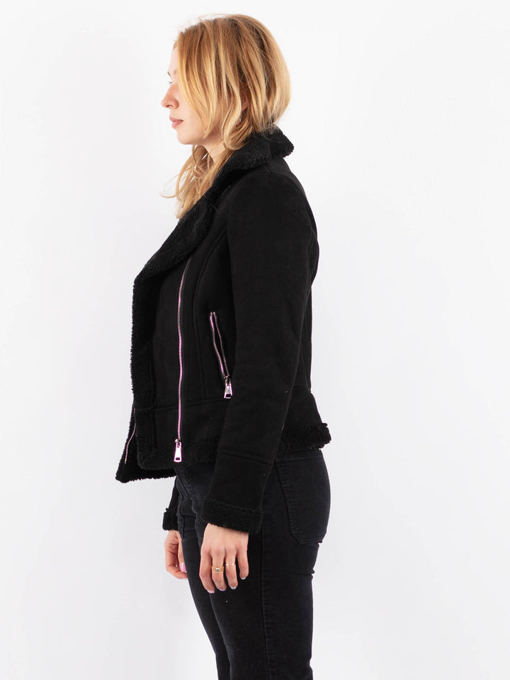 Vintage 00's Women Faux Sheepskin Jacket in BlackV9719