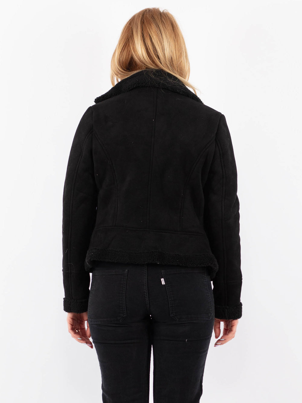 Vintage 00's Women Faux Sheepskin Jacket in BlackV9719