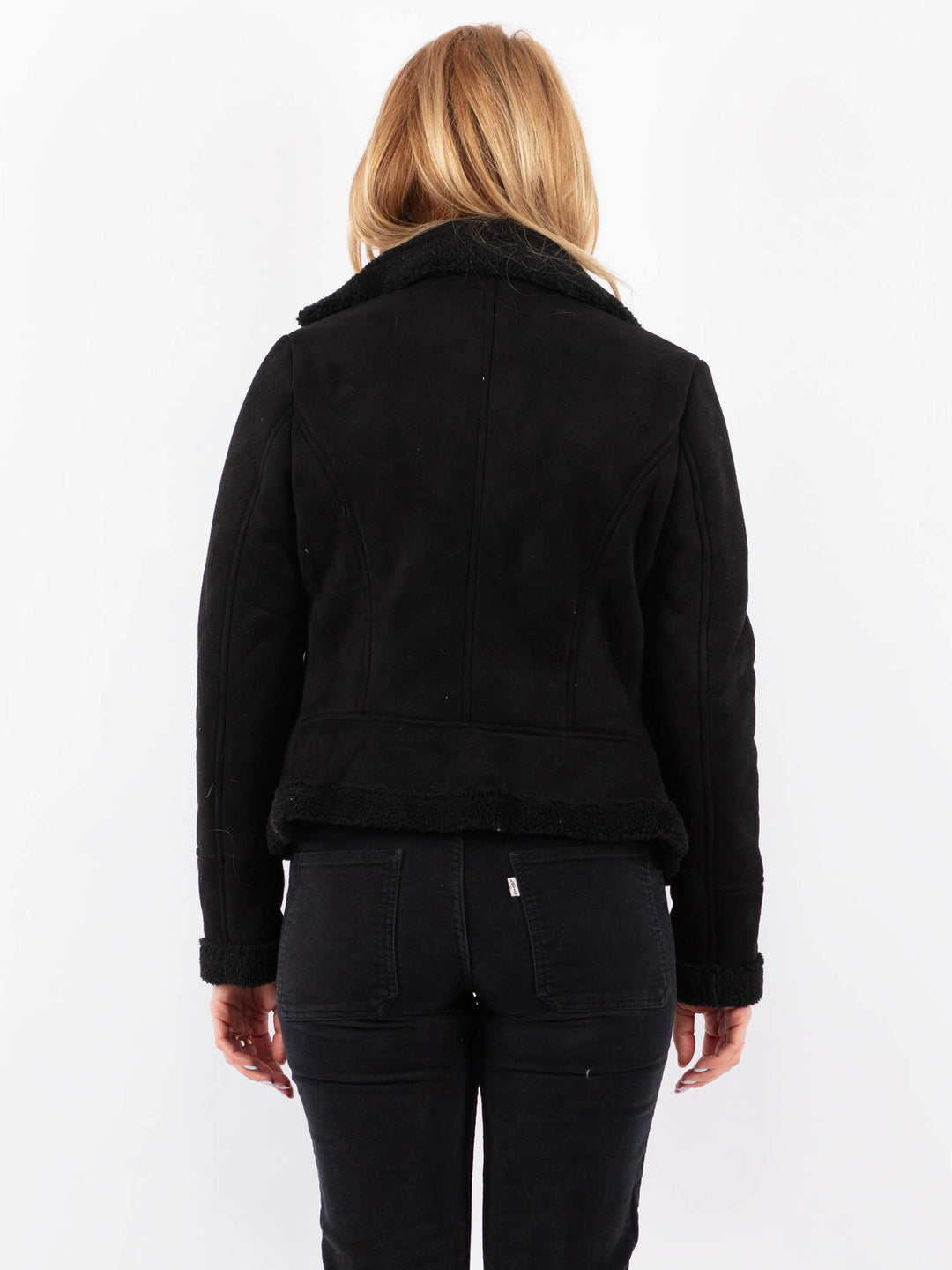 Vintage 00's Women Faux Sheepskin Jacket in BlackV9719