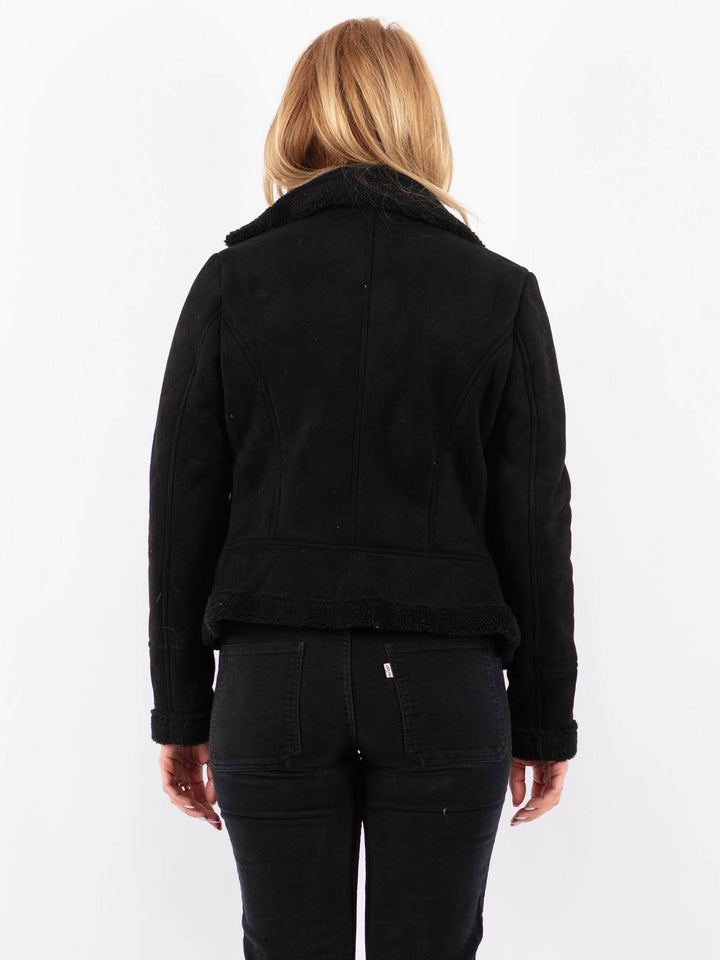 Vintage 00's Women Faux Sheepskin Jacket in BlackV9719