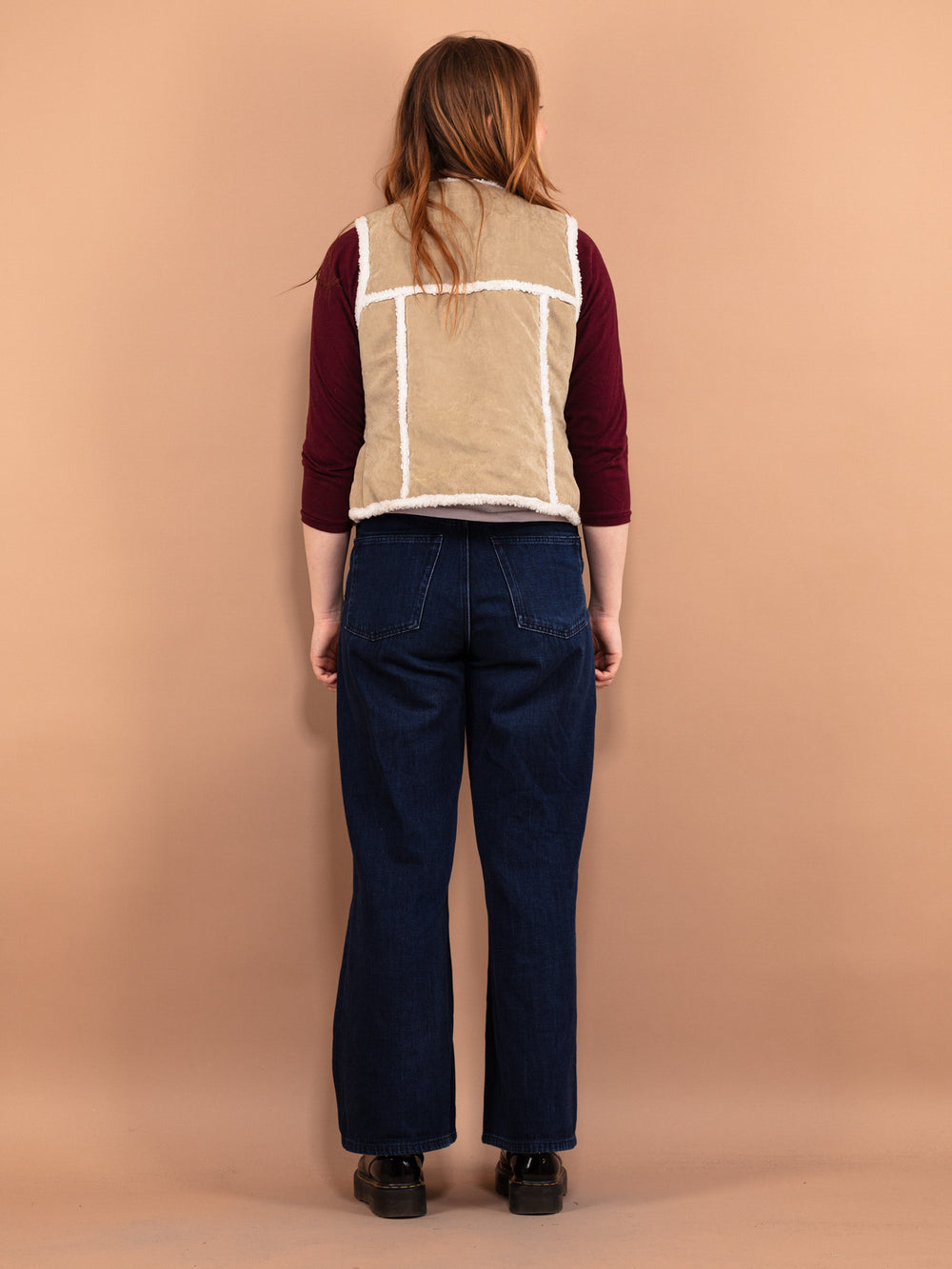 Vintage 00's Women Faux Sheepskin Vest in Beige - NorthernGrip